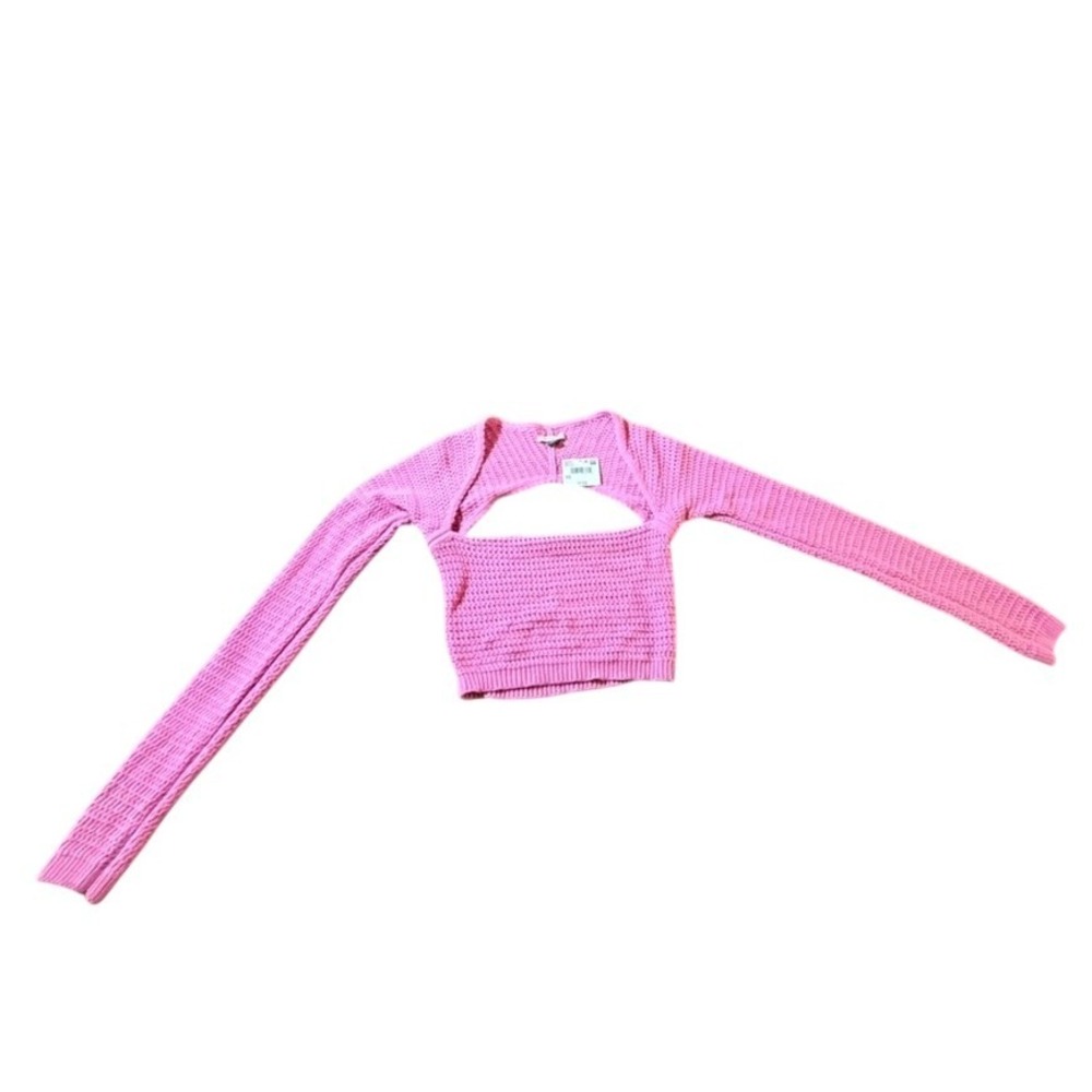 American Eagle Pink Open Knit Cutout Shrug Sweater Womens M NEW Beach Sweaster